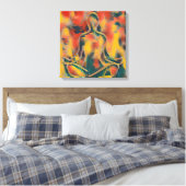 Modern Abstract schilderij Yoga geel rood groen Canvas Afdruk (Insitu (Slaapkamer))