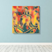 Modern Abstract schilderij Yoga geel rood groen Canvas Afdruk (Insitu (Houten vloer))
