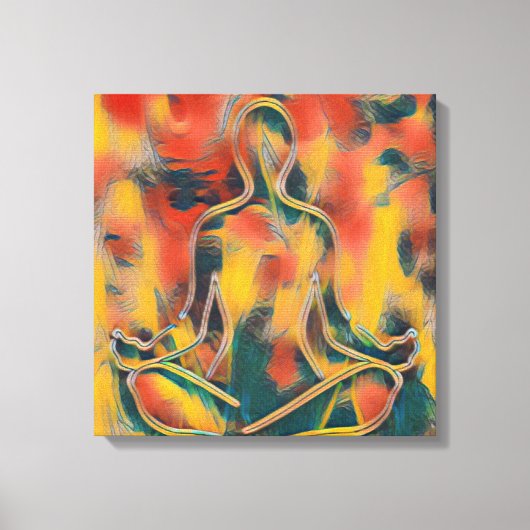 Modern Abstract schilderij Yoga geel rood groen Canvas Afdruk (Voorkant)