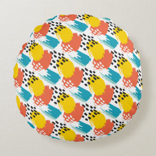 Modern Abstract Schilderstreken Patroon Rond Kussen