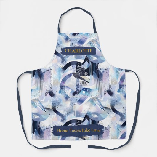 Modern Abstract Schort met aangepaste naam (Voorkant)