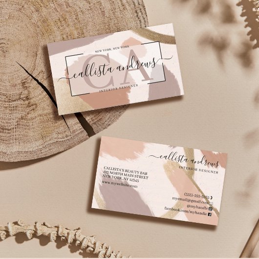 Modern Abstract script voor gouden handtekeningen Visitekaartje