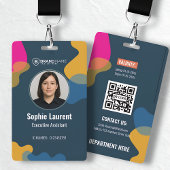 Modern Abstract Shapes Blue Professional Photo ID Badge