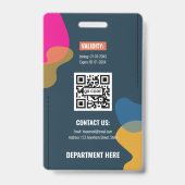 Modern Abstract Shapes Blue Professional Photo ID  Badge (Back)