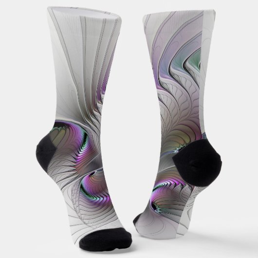 Modern Abstract Shy Fantasy Figure Fractal Art Sokken (Gebogen)