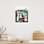 Modern Abstract Sinaasappel Blauwgroen D Poster (Keuken)