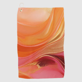 Modern Abstract Sinaasappel roze en goud Golfhanddoek