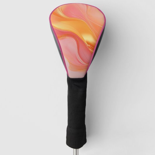 Modern Abstract Sinaasappel roze en goud Golfheadcover (Voorkant)