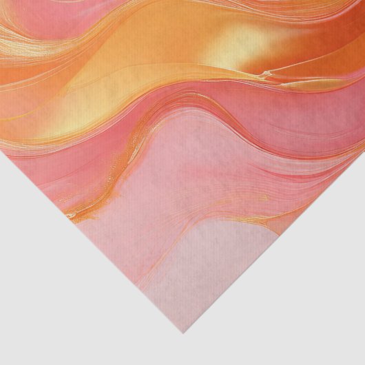 Modern Abstract Sinaasappel, roze en goud- Tissuepapier (Detail)