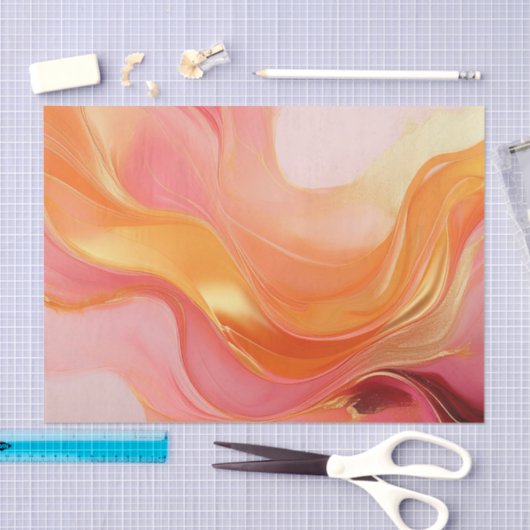 Modern Abstract Sinaasappel, roze en goud- Tissuepapier (Craft)