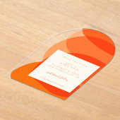 Modern Abstract Sinaasappel Unique Arch Save the D Acryl Uitnodigingen (Laagn)