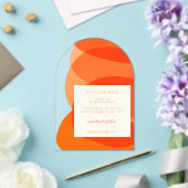 Modern Abstract Sinaasappel Unique Arch Save the D Acryl Uitnodigingen (Insitu (Huwelijk))