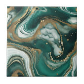 Modern Abstract smaragdgroen en goudmarmer Tegeltje (Voorkant)