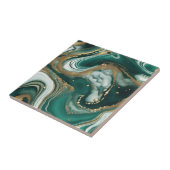Modern Abstract smaragdgroen en goudmarmer Tegeltje (Zijkant)