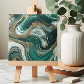 Modern Abstract smaragdgroen en goudmarmer Tegeltje