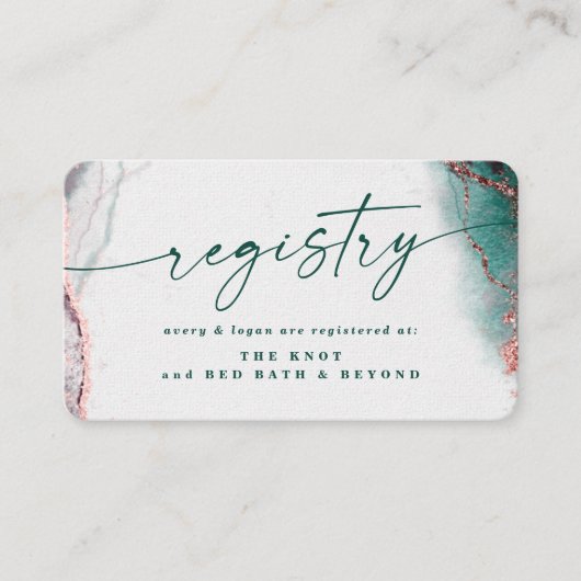 Modern Abstract smaragdgroen huwelijksregister Informatiekaartje (Voorkant)