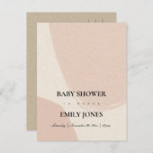 MODERN ABSTRACT SOFT BLUSH PINK KRAFT BABY SHOWER UITNODIGING BRIEFKAART (Voorkant / Achterkant)