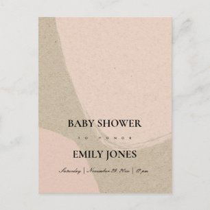 MODERN ABSTRACT SOFT BLUSH PINK KRAFT BABY SHOWER UITNODIGING BRIEFKAART