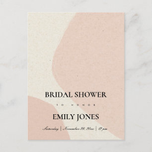MODERN ABSTRACT SOFT BLUSH PINK VRIJGEZELLENFEEST UITNODIGING BRIEFKAART