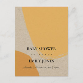 MODERN ABSTRACT SOFT ORANJE RUST KRAFT BABY SHOWER UITNODIGING BRIEFKAART