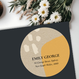 MODERN ABSTRACT SOFT RUST ORANJE KRAFT ADRES RONDE STICKER