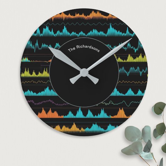 Modern Abstract Sound Wave Pattern Personalized Ronde Klok