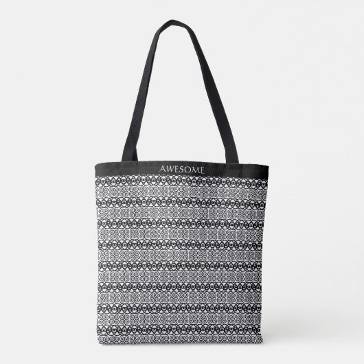 Modern abstract spiraalvormig patroon in zwart-wit tote bag (Achterkant)