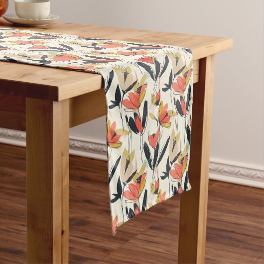 Modern Abstract Spring Floral Table Runner Korte Tafelloper (Voorbeeld)