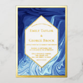 Modern Abstract sterstuk stijlvol huwelijk goud Folie Uitnodiging (Voorkant)