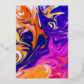 Modern Abstract stijlvol galaxy Wavy Silver Weddin Folie Uitnodiging (Achterkant)