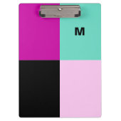 Modern Abstract Stijlvol Monogram Kleurenblok Klembord (Voorkant)