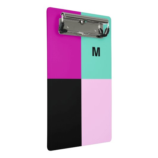 Modern Abstract Stijlvol Monogram Kleurenblok Mini Klembord (Schuin)