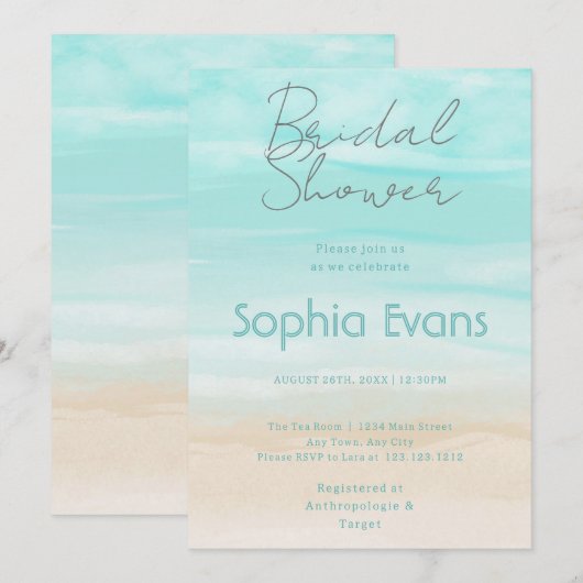 Modern Abstract Strand Bruiloft Vrijgezellenfeest Kaart (Voorkant / Achterkant)