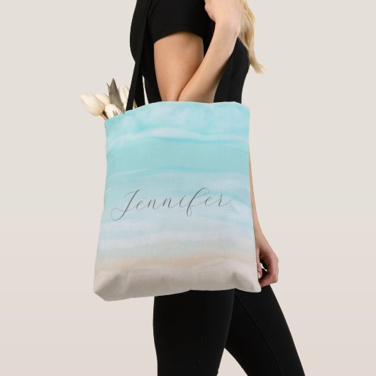 Modern Abstract strand gepersonaliseerd Tote Bag (Dichtbij)