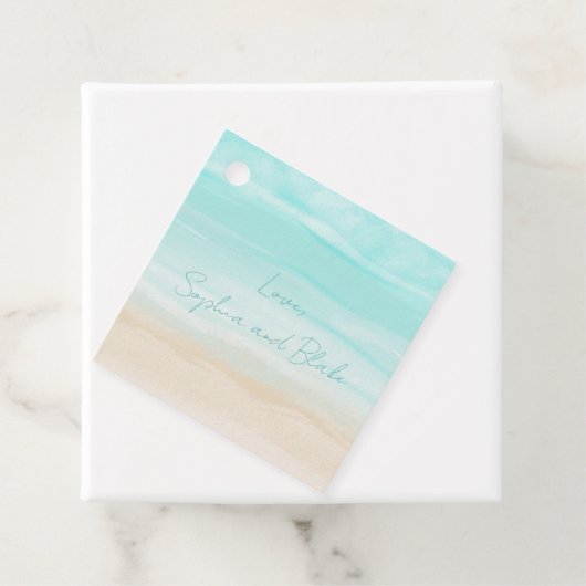 Modern Abstract strand gepersonaliseerde bruiloft Bedankjes Labels (In situ)