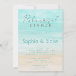 Modern Abstract Strand Huwelijksrepetitie Diner Kaart