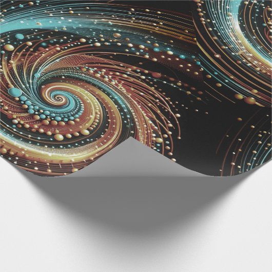 Modern Abstract Swirl Stippen Blauw Ginger Zwart Cadeaupapier (Hoek)