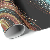 Modern Abstract Swirl Stippen Blauw Ginger Zwart Cadeaupapier (Rol Hoek)