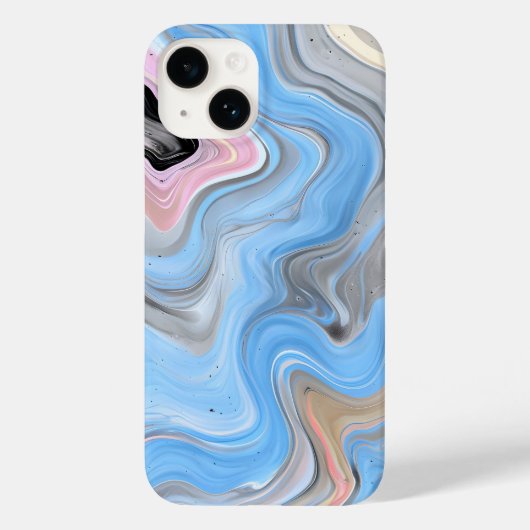 Modern Abstract Swirls Phone Case - Blue Pink Gold (Achterkant)