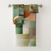 Modern Abstract Teal Green Gold Pattern Bad Handdoek (Insitu)
