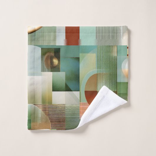 Modern Abstract Teal Green Gold Pattern Bad Handdoek (Wasdoekje)
