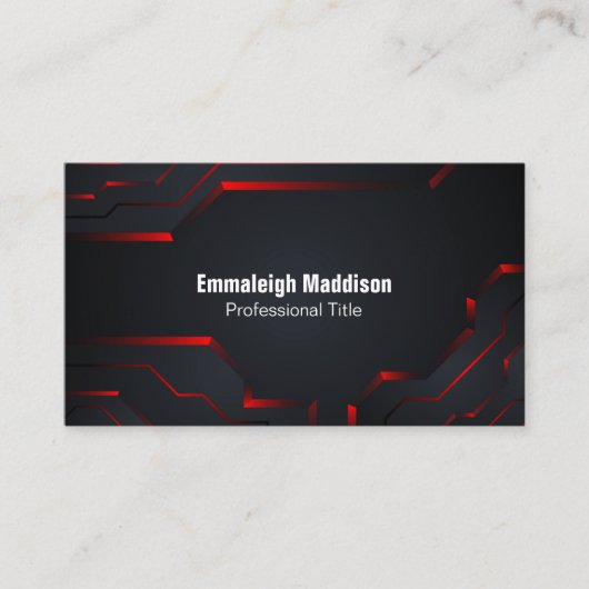 Modern Abstract technisch ontwerp | Zwart Rood Visitekaartje (Voorkant)
