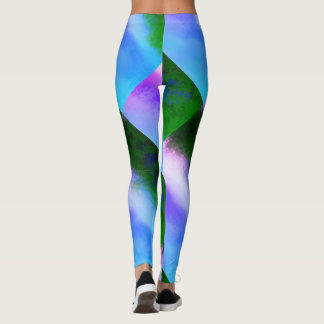 MODERN abstract tekenen in blauw-paars-groen-mozaï Leggings