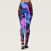 MODERN abstract tekenen in blauw-paars-roze-mozaïe Leggings (Achterkant)