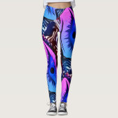 MODERN abstract tekenen in blauw-paars-roze-mozaïe Leggings (Voorkant)