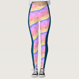 MODERN abstract tekenen in blauw zwart-geel roze Leggings