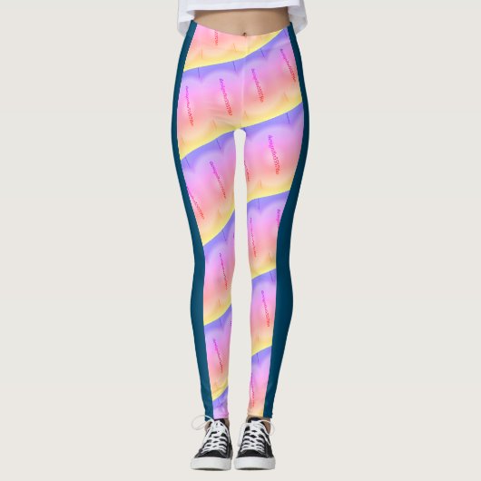 MODERN abstract tekenen in blauw zwart-geel roze Leggings (Voorkant)