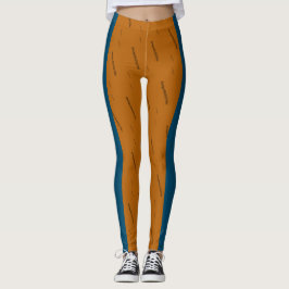 MODERN abstract tekenen in blauw zwart sinaasappel Leggings