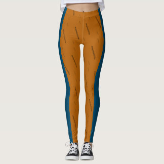 MODERN abstract tekenen in blauw zwart sinaasappel Leggings