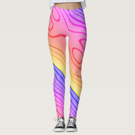 MODERN abstract tekenen in-diep-roze-geel-blauw Leggings